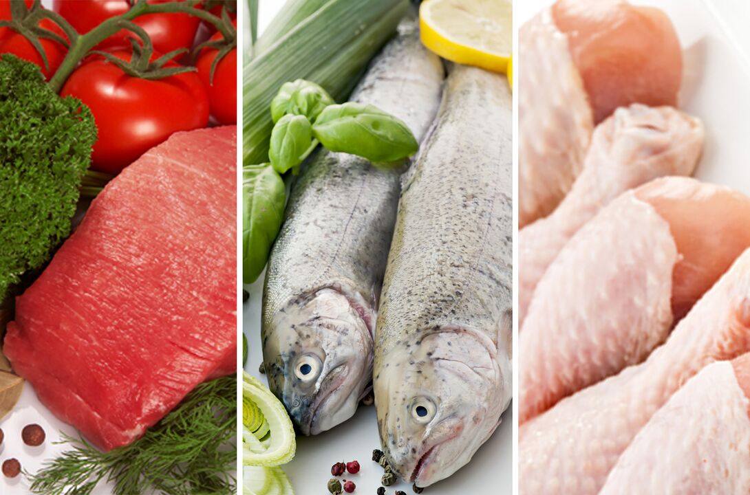 Fish and meat in gastritis