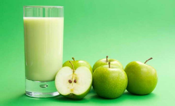 Kefir and apples